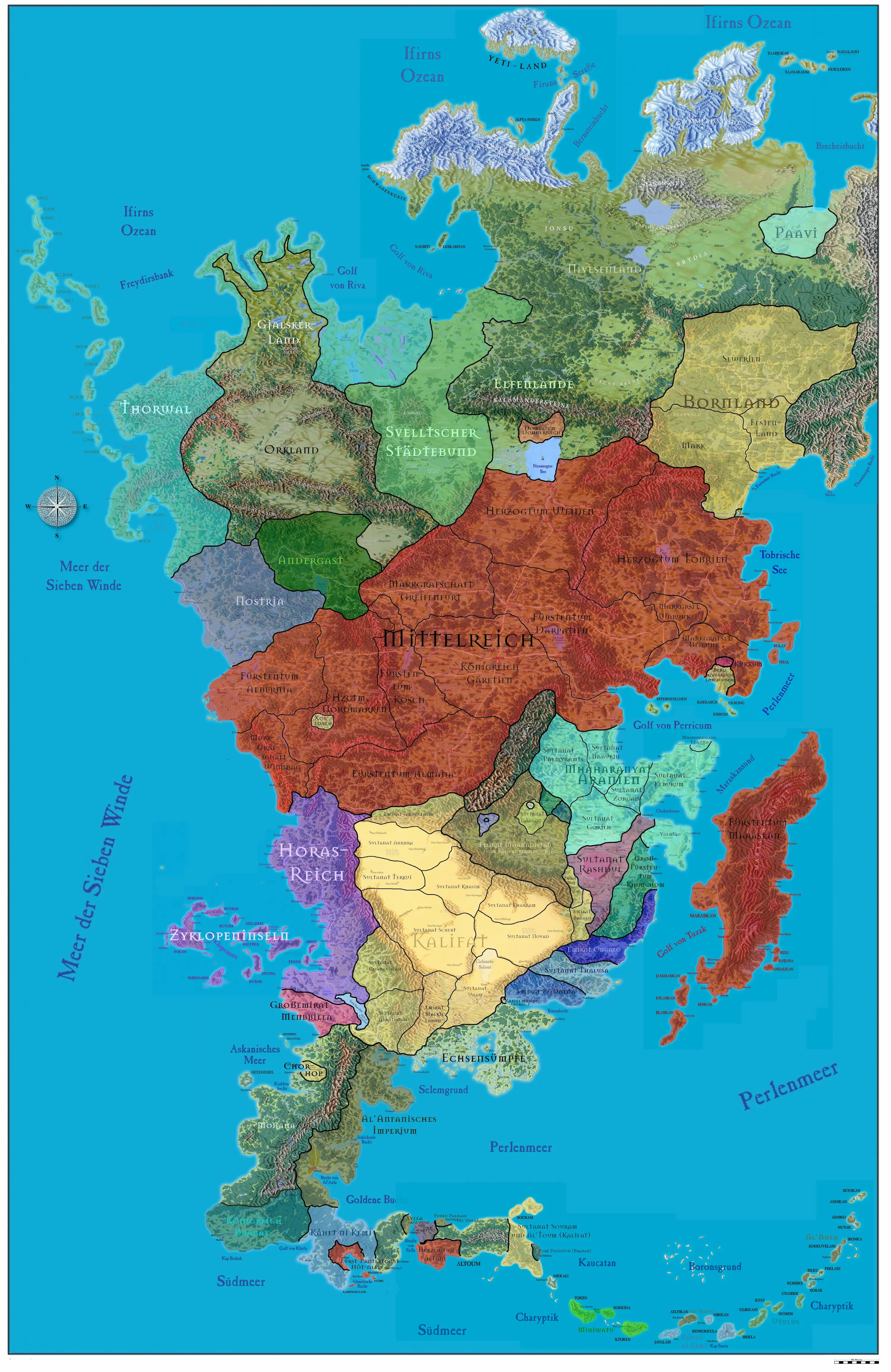 Politische Karte von Aventurien 1011 BF